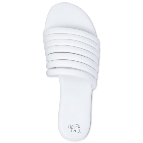 Time and Tru Women's White Multi-Band Slide Sandals NWT - Picture 2 of 5